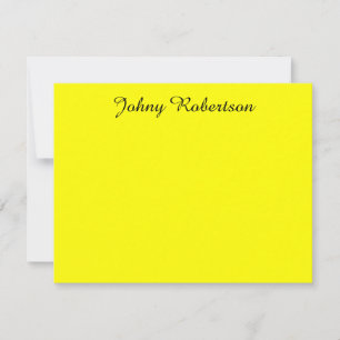 Bright Yellow Plain Elegant Professional Modern Note Card