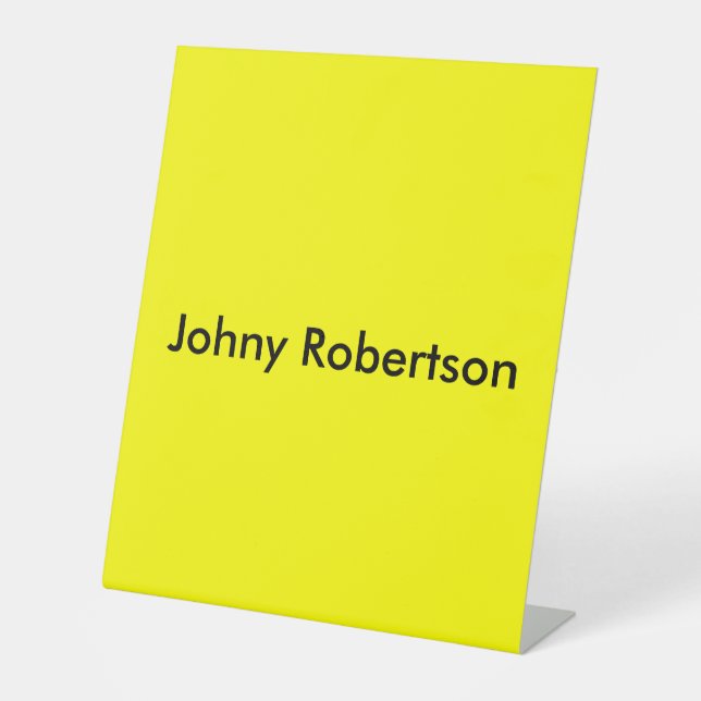 Bright Yellow Plain Elegant Professional Modern Pedestal Sign (Front)
