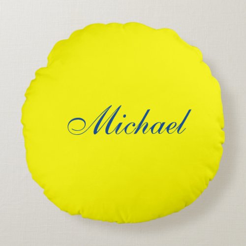 Bright Yellow Plain Elegant Professional Modern Round Pillow