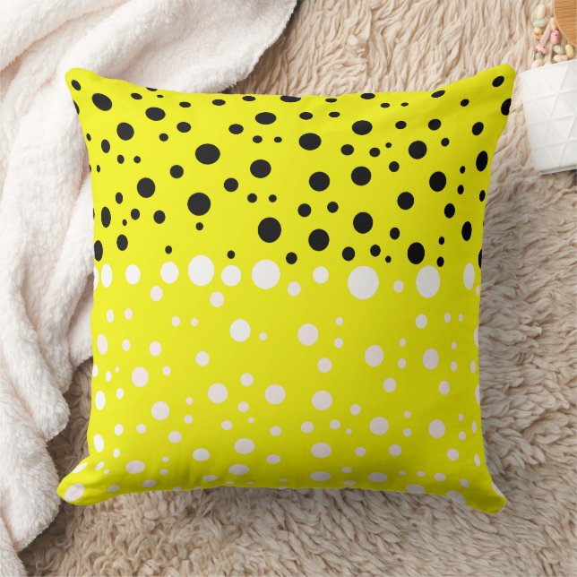 Bright Yellow Polka Dot Decorative Throw Pillow (Blanket)