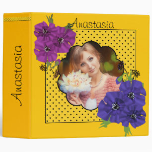 Bright yellow polka dot, retro, polka dot, yellow, 3 ring binder