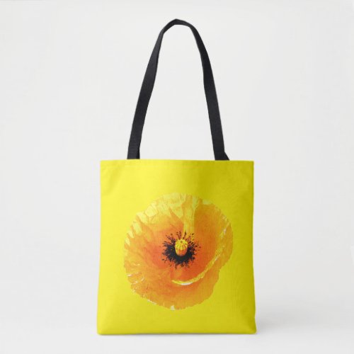 Bright Yellow Poppy Flower Floral Abstract Wedding Tote Bag