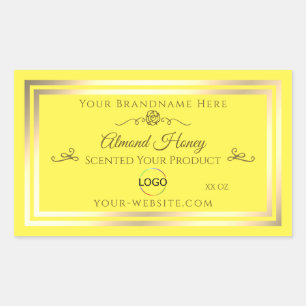 Bright Yellow Product Label Gold Frame with Logo
