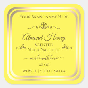 Bright Yellow Product Label Gold Shimmer Frame