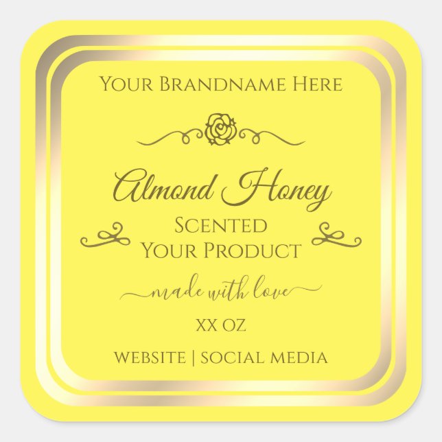 Bright Yellow Product Label Gold Shimmer Frame (Front)