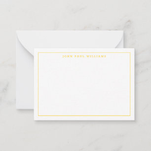 Bright Yellow Professional Simple Thin Border Note Card