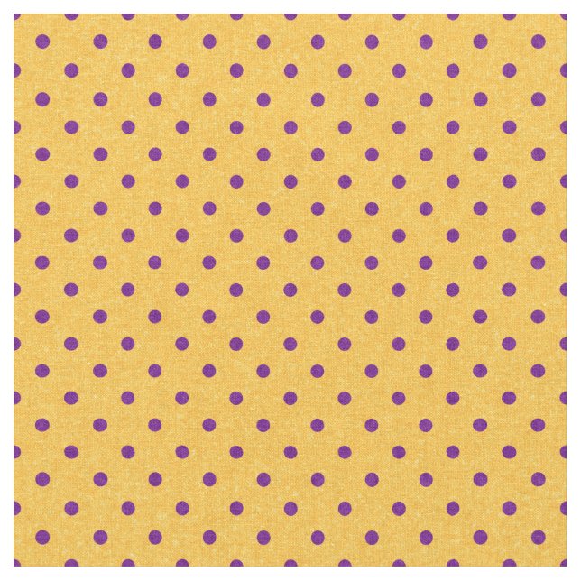 Bright Yellow & Purple Polka Dots Fabric (Close Up)