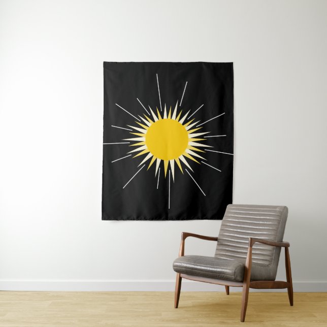 bright yellow radiant shining sun pattern  tapestry (In Situ)