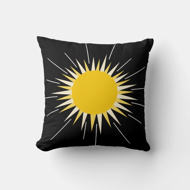 Bright yellow radiant shining sun  throw pillow (Front)