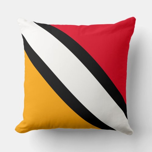 Bright Yellow Red Black White Diagonal Stripes  Throw Pillow