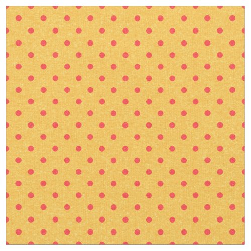 Bright Yellow  Red Polka Dots Fabric