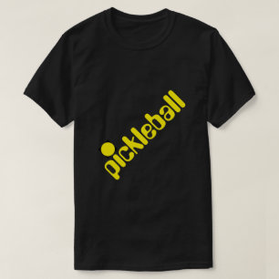Bright Yellow Retro Pickleball Text On Bold Black T-Shirt