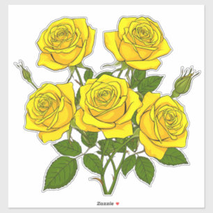 Bright Yellow Rose Bouquet Sticker