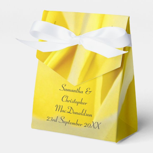 Bright yellow rose country floral wedding favor boxes (Front Side)