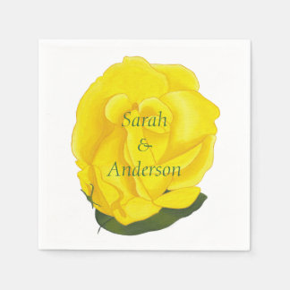 Bright Yellow Rose Personalized Napkins