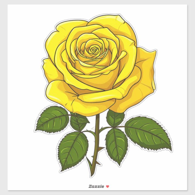 Bright Yellow Rose Sticker (Sheet)