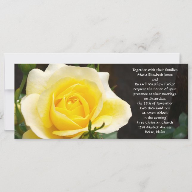 Bright Yellow Rose Wedding Invitations (Front)