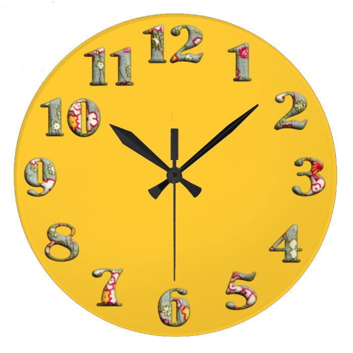 Bright yellow round clock with big cute numbers 08