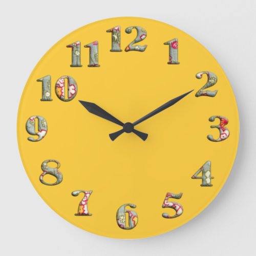 Bright yellow round clock with big cute numbers 08