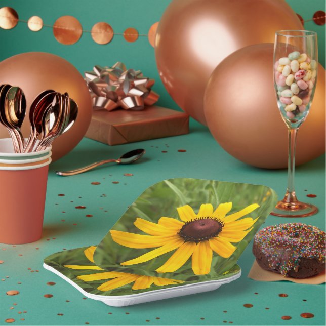 Bright Yellow  Rudbeckia Photography Picnic Paper Plates (Multi)
