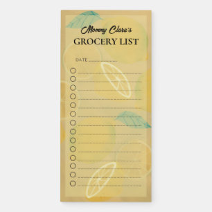 Bright Yellow Rustic Lemon Grocery List Magnetic Notepad