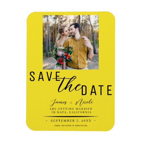 Bright Yellow Save the Date Photo Wedding Magnet