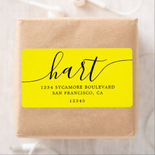 Bright Yellow Script Family Return Address Label