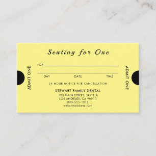 Bright Yellow Seating for One Dental Appointment Card