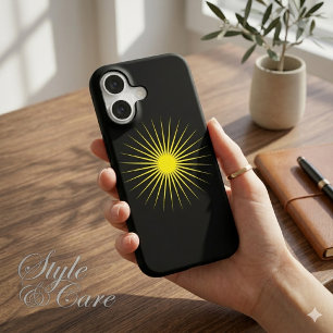 Bright Yellow Shining Star Mark on Modern Black iPhone 17 Case