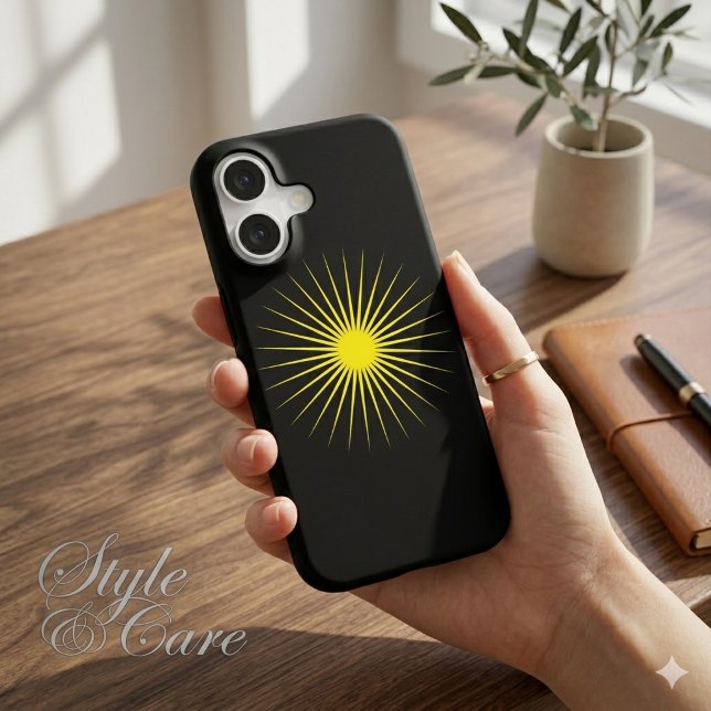 Bright Yellow Shining Star Mark on Modern Black Case-Mate iPhone Case (Bright Yellow Shining Star Mark on Modern Black iPhone 17 Case)