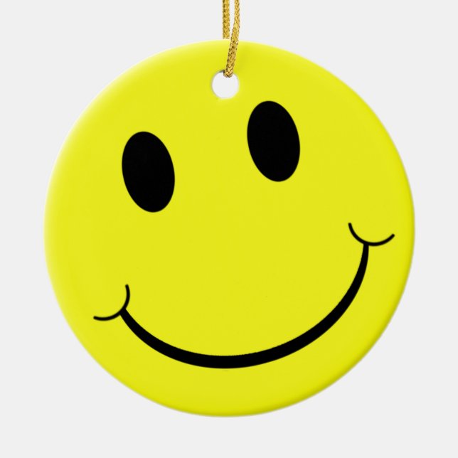 Bright Yellow Smile Emoji Ceramic Ornament (Front)