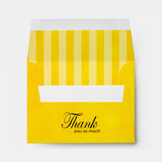 Bright Yellow Smudge Line Stripes | Thank You Envelope (Back (Bottom))