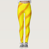 Bright Yellow Softball Stitches (Seams) Leggings