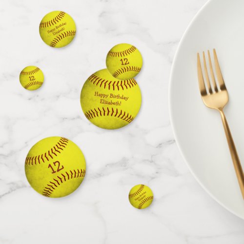 bright yellow softball themed girls sports party confetti