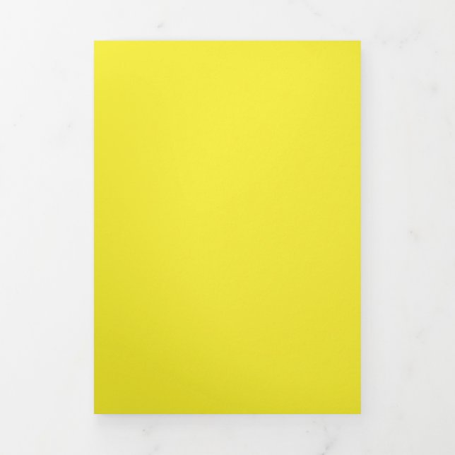 Bright Yellow Solid Background | Minimalist Design Tri-Fold Invitation (Cover)