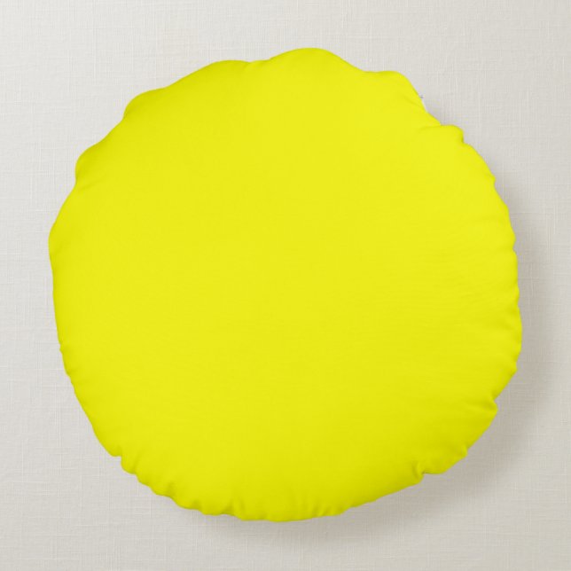 Bright yellow solid basic plain color round pillow (Back)
