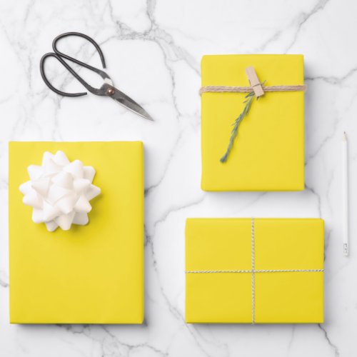 Bright Yellow Solid Color Gift Wrapping Paper Sheets