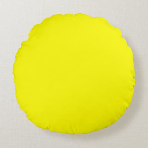 Bright yellow solid color  round pillow