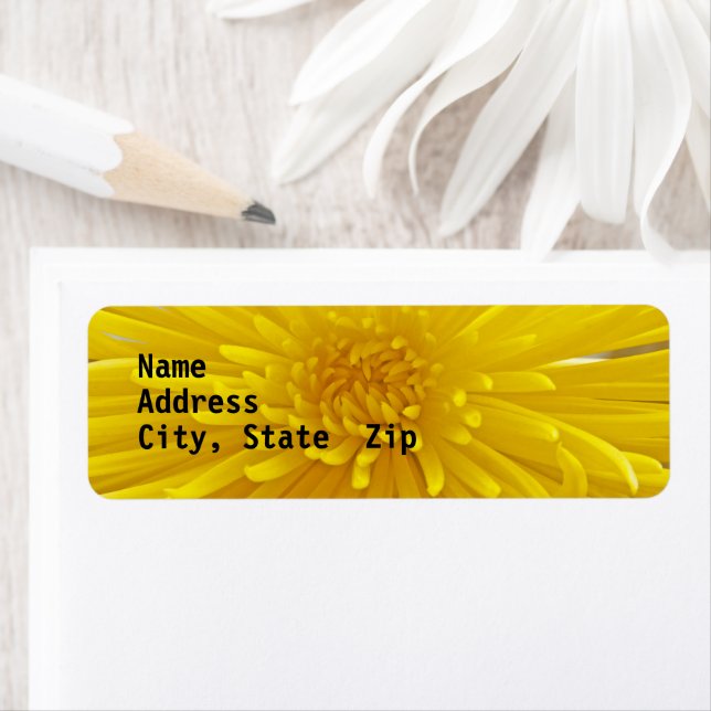 Bright Yellow Spiky Dahlia Close Up Photo Custom Label (Insitu)
