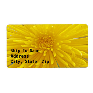 Bright Yellow Spiky Dahlia Close Up Photograph Label