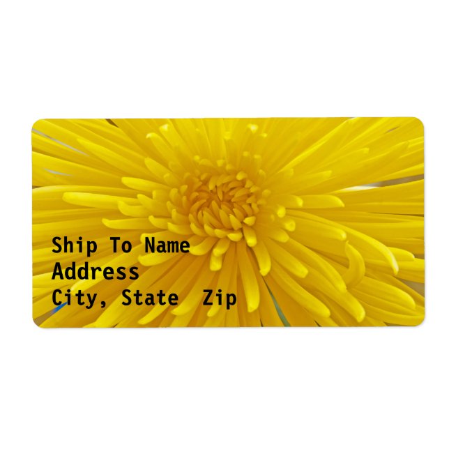 Bright Yellow Spiky Dahlia Close Up Photograph Label (Front)