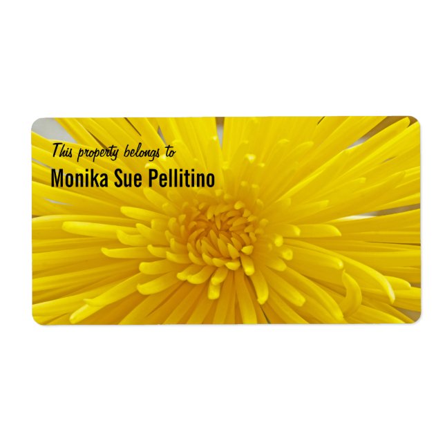 Bright Yellow Spiky Dahlia Photo Property Tag (Front)