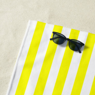 Bright Yellow Stripes Beach Towel
