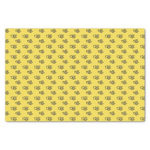 Bright Yellow Summer Bees Pattern Tissue Paper