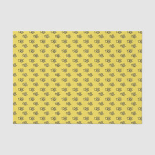 Bright Yellow Summer Bees Pattern Tissue Paper