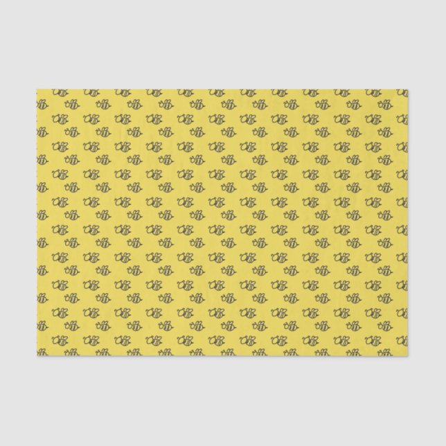 Bright Yellow Summer Bees Pattern Tissue Paper (Front)