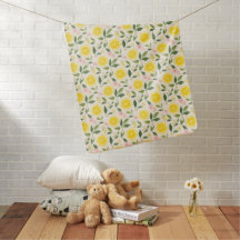 Bright Yellow Summer Lemon Slices and Flowers