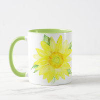 Bright Yellow Summer Sunflower Watercolor Mug