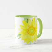 Bright Yellow Summer Sunflower Watercolor Mug (Front Right)