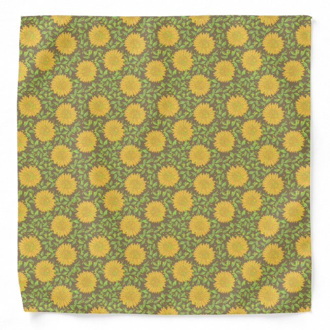 Bright Yellow Summer Sunflowers Bandana (Front)